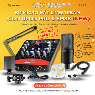 Mic Livestream, Micro thu âm Sound Card ICON UPOD PRO & Mic TAKSTAR SM8B Hát Karaoke, Monkey Studio