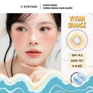 Kính áp tròng EYEIYAGI màu nâu sáng Vivian Orange lens cận 3 tháng độ cận 0-8 | Chính hãng Hàn Quốc đeo 15-18h/ngày