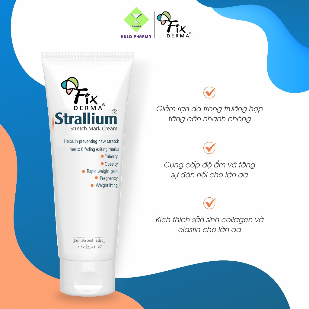 Kem Mờ Rạn Da FIXDERMA Strallium Stretch Mark Cream Mịn Da Cho Bà Bầu Hoặc Tăng Cân 75g - Hùng Lợi