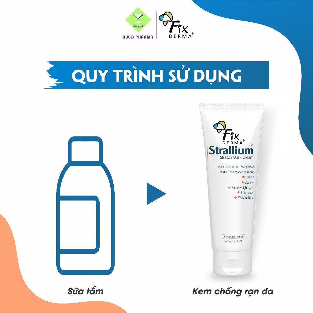Kem Mờ Rạn Da FIXDERMA Strallium Stretch Mark Cream Mịn Da Cho Bà Bầu Hoặc Tăng Cân 75g - Hùng Lợi