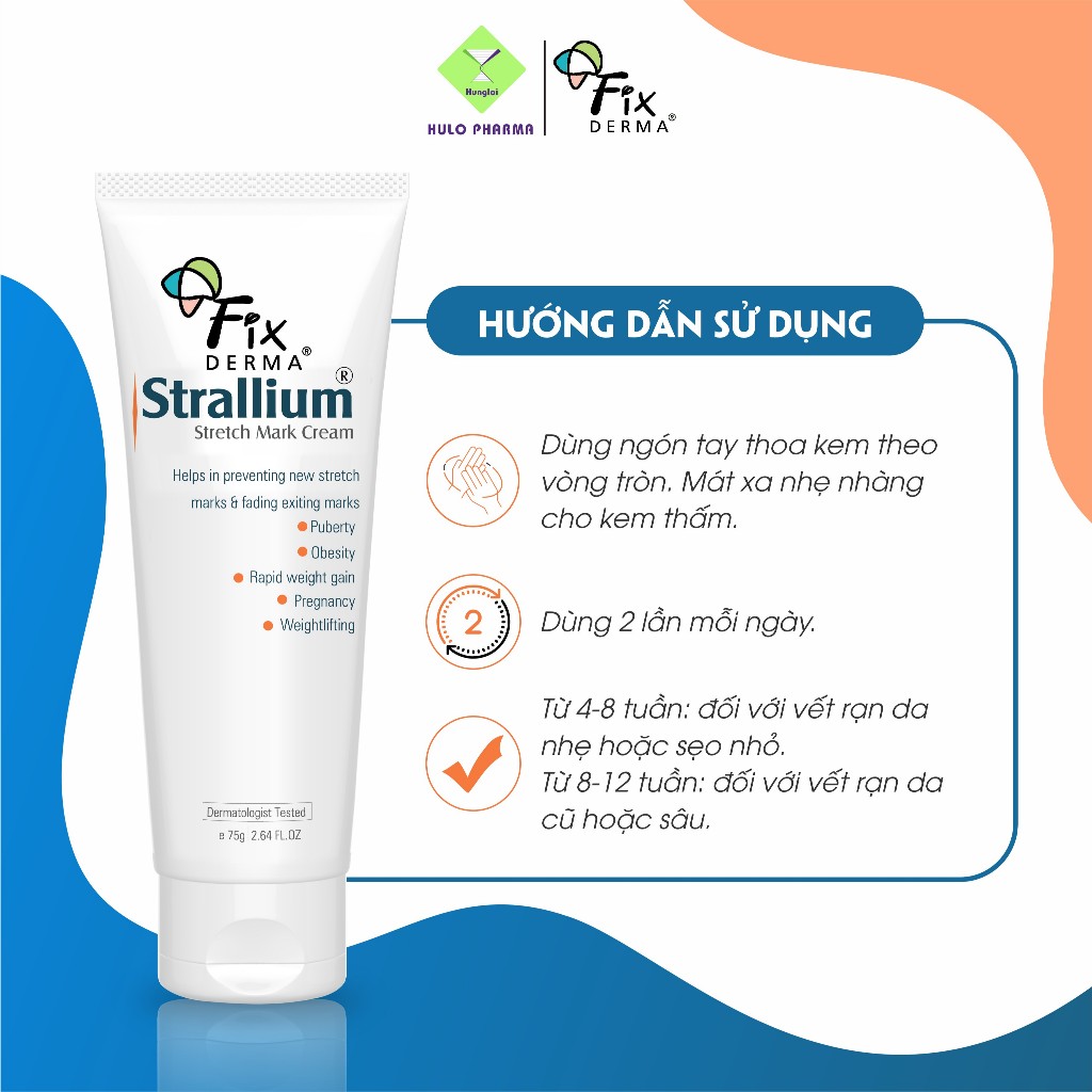 Kem Mờ Rạn Da FIXDERMA Strallium Stretch Mark Cream Mịn Da Cho Bà Bầu Hoặc Tăng Cân 75g - Hùng Lợi