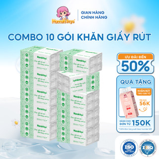 Combo 10 gói Khăn giấy ăn Hannah Seyo dạng rút, siêu dai mềm mịn, không hoá chất an toàn cho bé