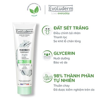 Mặt nạ đất sét ngừa mụn sáng da giảm bã nhờn hiệu quả Evoluderm clay mask Purifying 150ml