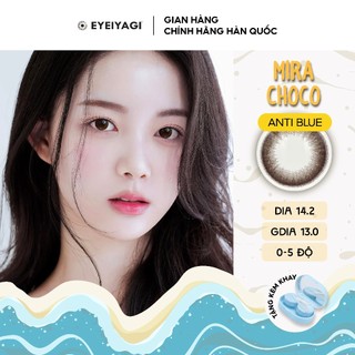 Kính áp tròng EYEIYAGI lens chống ánh sáng xanh Mira Choco Antiblue độ cận 0-8 đeo 24h DIA 14.2mm | Chính hãng Hàn Quốc