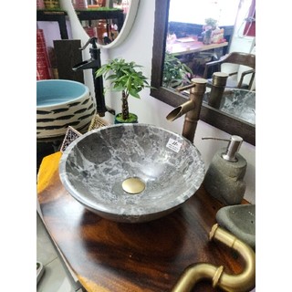 Lavabo đá tự nhiên, lavabo đặt bàn đá xám marble