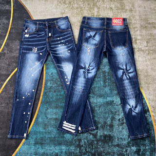 Quần dsq2 lốc xoáy vảy sơn,quần bò dsq2 hoạ tiết lốc xoáy