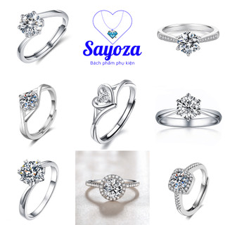Nhẫn đính đá mạ bạc đính đá nhân tạo lấp lánh freesize - Sayoza