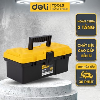 Hộp Đựng Đồ Nghề Deli 12inch - Chất Liệu Nhựa Cao Cấp Siêu Bền - Quai Xách Dễ Dàng Di Chuyển
