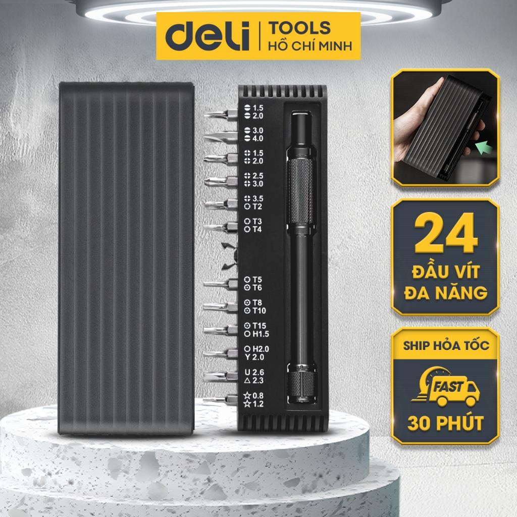 Bộ Tua Vít Đa Năng Mini 24 Đầu Vít Chính Hãng DELI - Sửa Chữa Điện Thoại Laptop Đồ Điện Tử