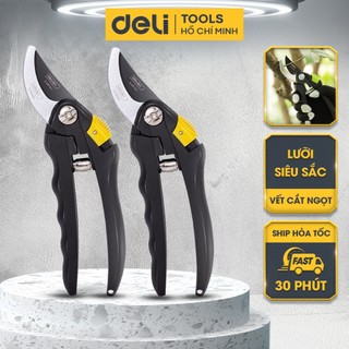 Kéo Cắt Tỉa Cành Cây Deli Chính Hãng 8inch - Lưỡi Thép Sắc Bén, Siêu Bền, Tay Cầm Đệm Cao Su An Toàn, Chắc Chắn