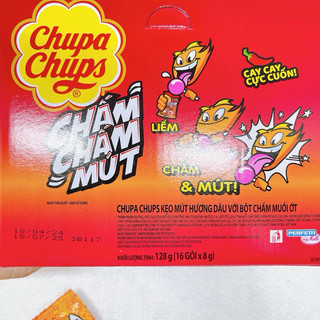 Hộp 16 cái Kẹo Mút Chupa Chups Chấm Chấm Mút (Hương Dâu kèm muối ớt)