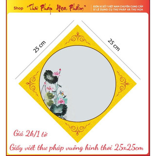 Combo 10 tờ Giấy viết thư pháp hình thoi 25x25cm đủ mẫu thư pháp họa phẩm