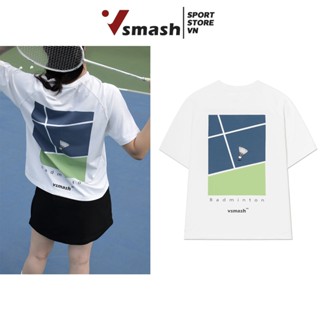  Áo Thun Cầu Lông Unisex Vsmash Sportwear – In lụa "Badminton Court" – Vải Bông Em Bé Mềm Mịn Thoáng Mát,Thấm hút tốt 