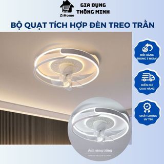 Đèn trần nhà tích hợp quạt thông minh, đèn decor trần nhà hai màu, bộ quạt tích hợp đèn cao cấp - Ziha