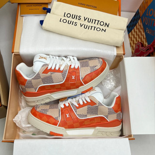 [X2Man -Tặng Tất ]-Giày LV54 Trainer Cam Damier Orange - Bản Cao Cấp