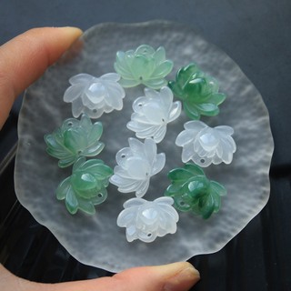 1 ngọc bội hoa sen 15.5*20mm chất liệu nhựa resin lên màu ngọc nguyên liệu làm trâm trang sức cổ trang cosplay cổ phục
