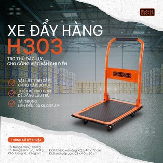 Xe Đẩy Hàng 4 Bánh Gấp Gọn Black & Decker H303 tải trọng 80kg  - Hàng chính hãng