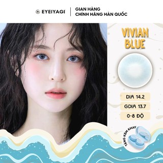 Kính áp tròng EYEIYAGI màu xanh pastel Vivian Blue lens cận 3 tháng độ cận 0-8 DIA 14.2mm | Chính hãng Hàn Quốc