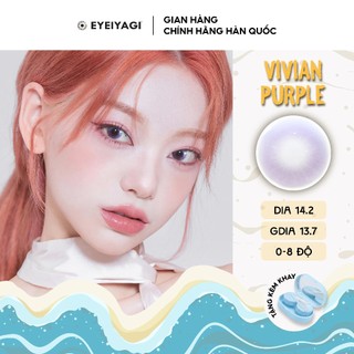 Kính áp tròng EYEIYAGI màu tím Vivian Purple lens cận 3 tháng độ cận 0-8 | Chính hãng Hàn Quốc thời gian đeo 15-18h/ngày