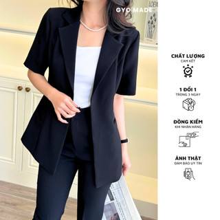 Áo blazer tay lỡ công sở GYOMADE® màu đen phong cách Hàn Quốc hiện đại năng động