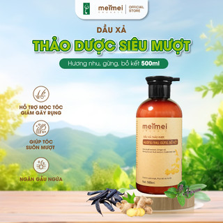 Dầu xả thảo dược Meimei Organic chiết xuất bồ kết gừng và hương nhu siêu mượt phục hồi tóc 500ml