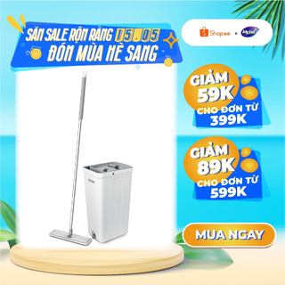 Cây lau nhà 3 lần vắt kèm thùng 2 ngăn xoay 360 độ  lau sạch nhanh vệ sinh dễ dàng MyJae