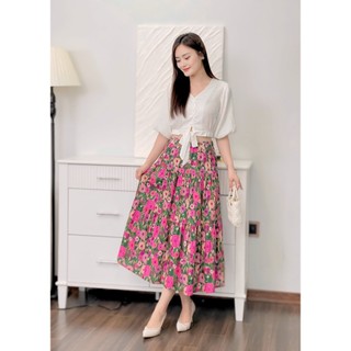 Đầm đi biển họa tiết hoa chất liệu đũi thô cực mát , cực chơi cho chị em đi biển đi du lịch Emvy fashion s23