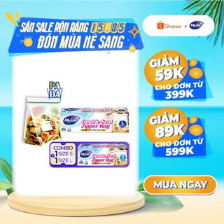 Combo (2 size L) Túi Zip PE Trong Suốt 2 Đường Kéo MyJae, Túi Bọc Đồ Ăn, Rau Củ Bảo Quản Trong Tủ Lạnh