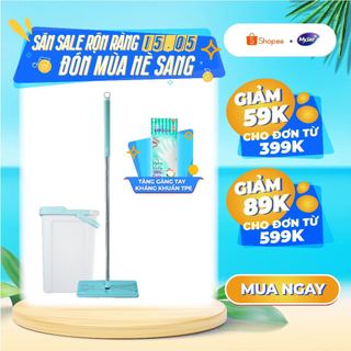 Bộ lau nhà MyJae thông minh Maxi 360 độ sợi Fiber lau sạch nhanh khô 125cm