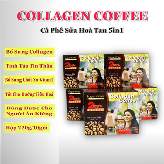 2Zero Cà Phê Sữa Collagen Coffee 5in1 Bổ sung collagen và chất xơ Vitan1 Cafe ăn kiêng Đậm đà thơm ngon Hộp10gói