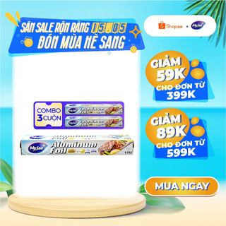 Combo 3 Hộp Giấy Bạc Màng Nhôm MyJae Đài Loan Để Bảo Quản, Nướng Thức Ăn, Bọc Thực Phẩm 30cm x 14m