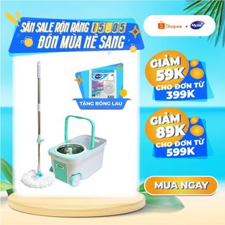 Cây lau nhà xoay siêu tốc MyJae Đài Loan kèm thùng xoay 360 độ thông minh lau sạch