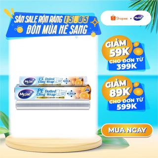 Màng bọc thực phẩm PE 60M MyJae, dạng xé chấm đứt ,co giãn tốt, bảo quản thực phẩm