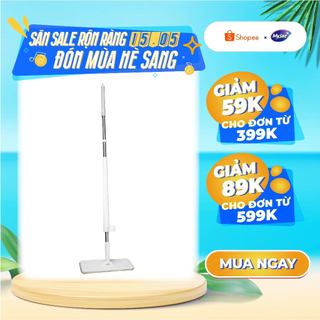 Cây lau nhà tự vắt kháng khuẩn Ag+ phẳng sợi fiber xoay 360 độ thông minh lau sạch nhanh khô MyJae Đài