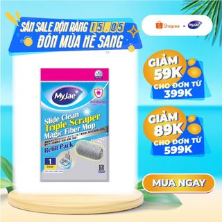 (Chọn Loại) Bông Lau Thay Thế MyJae Sợi Microfiber Dành Cho Cây Lau Nhà Tự Vắt 2 Ngăn 33cm x 12cm