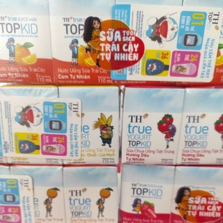 Lốc 4 hộp sữa chua uống TH True Yogurt TopKid 110ml các vị Dâu, Cam, Chuối