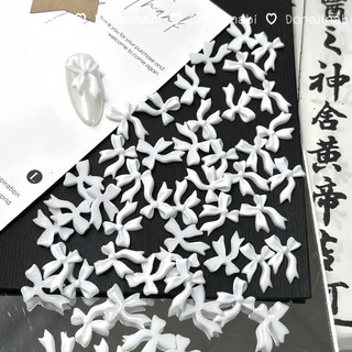 Set 50 charm nơ trắng đính trang trí móng tay
