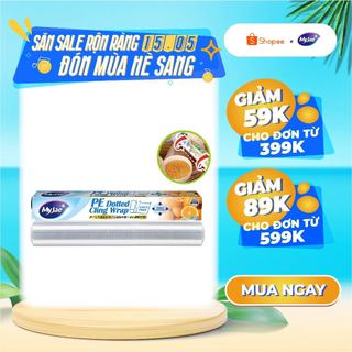 Màng bọc thực phẩm PE 30M MyJae, dạng xé chấm đứt ,co giãn tốt, bảo quản thực phẩm