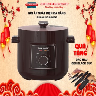 Nồi áp suất điện đa năng Sunhouse SHD1540 + tặng dao làm bếp màu đen