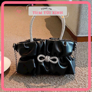 [ HÀNG HOT - CÓ SẴN ] Túi xách nữ đeo chéo quai xách bling da nhúm đính nơ