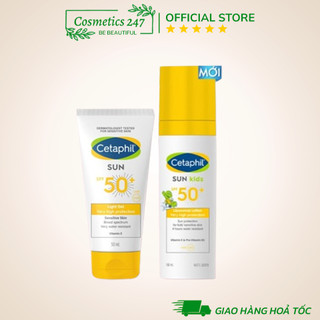 Kem chống nắng Cetaphil Sun SPF 50+ LIGHT GEL 50ML (DẠNG GEL) & SUN KIDS 150ML (DẠNG SỮA) Cho Da Nhạy Cảm