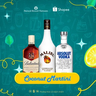 Combo mix ballantines finest nồng độ 40%vol 700ml+malibu nồng độ 21%vol 700ml+vodka absolut vodka 40% 70ml