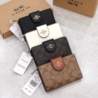 Ví C0ACH Medium Corner Zip Wallet da thật chuẩn xịn xò