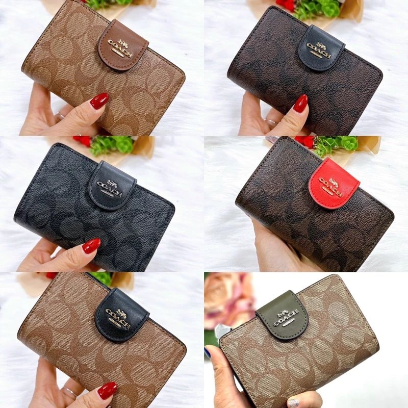Ví C0ACH Medium Corner Zip Wallet da thật chuẩn xịn xò