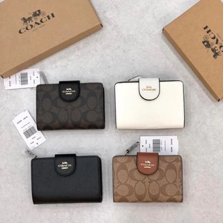 Ví C0ACH Medium Corner Zip Wallet da thật chuẩn xịn xò