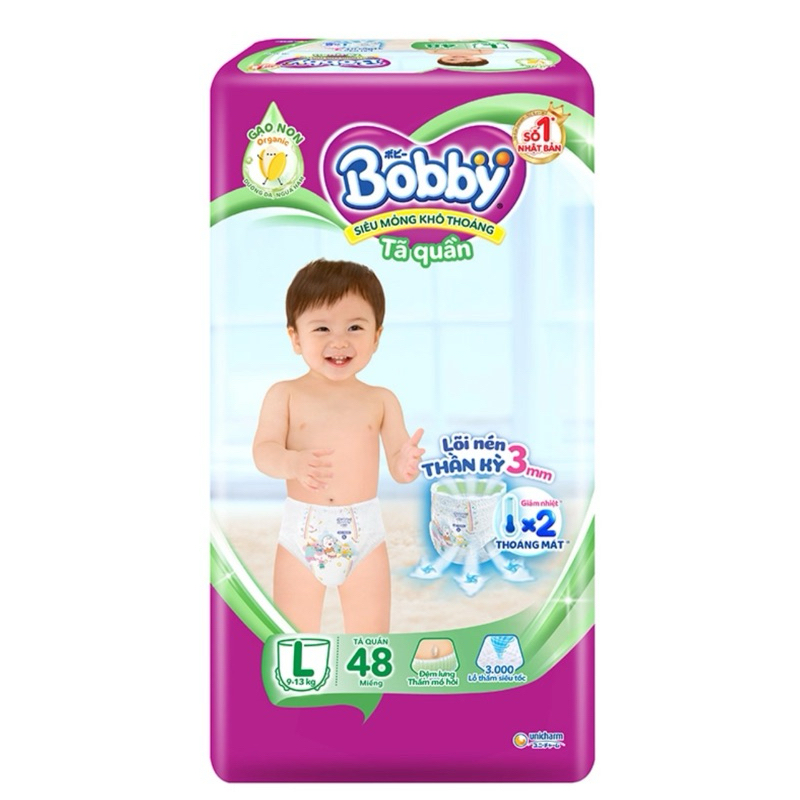 Tã quần Bobby size L 48 miếng (9 - 13 kg)
