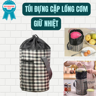 Túi giữ nhiệt đựng cặp lồng cơm, túi giữ nhiệt dây rút 2 lớp, ruột tráng bạc giữ nhiệt lâu