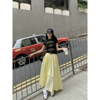 𝓝𝓮𝔀 ‖ Set đầm thun ngắn tay + chân váy dài chữ vàng phong cách mùa hè
