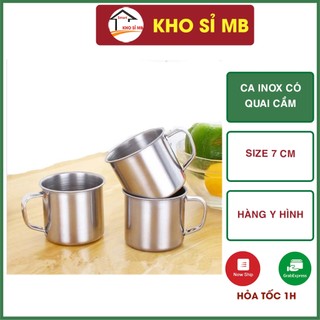 Ca inox có quai cầm miệng 7cm, cao 6cm, cốc inox có quai cầm kho sỉ mb