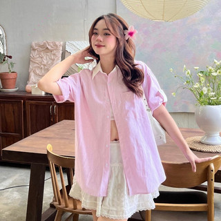 (BẢN PREMIUM) Áo Sơ Mi Kẻ Sọc Vải Oxford Phối Cổ Trắng Dáng Rộng Phong Cách Hàn Quốc 2024 𝘽𝙮𝙘𝙖𝙢𝙘𝙖𝙢